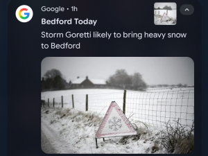 Read more about the article Storm Goretti likely to bring heavy snow to Bedford.